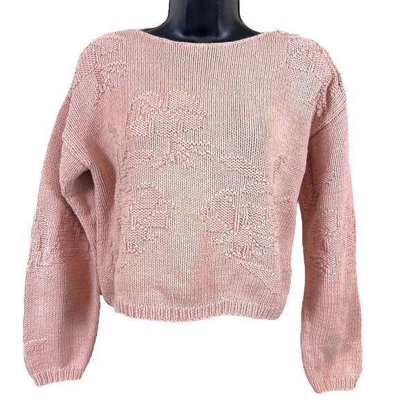 Vintage 80’s / 90’s SKYR Dusty Pink Cropped Knit Sweater - Picture 1 of 11